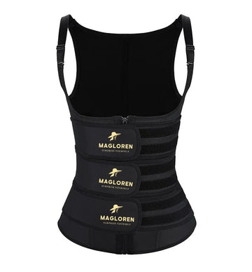 Latex Black Vest Shaper Adjustable Strap Zipper Fat Burning ( 111)