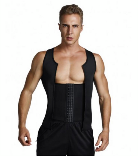 Slim Waist Black 3 Rows Hooks Neoprene Mens Big Size Slimming Vest Waist Slimmer