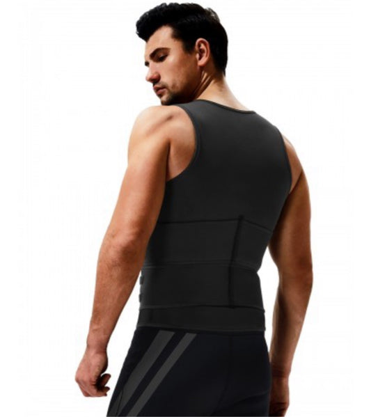 Natural Shaping Black Mens Neoprene Sauna Vest Ddouble Belt High Power REF : 0002